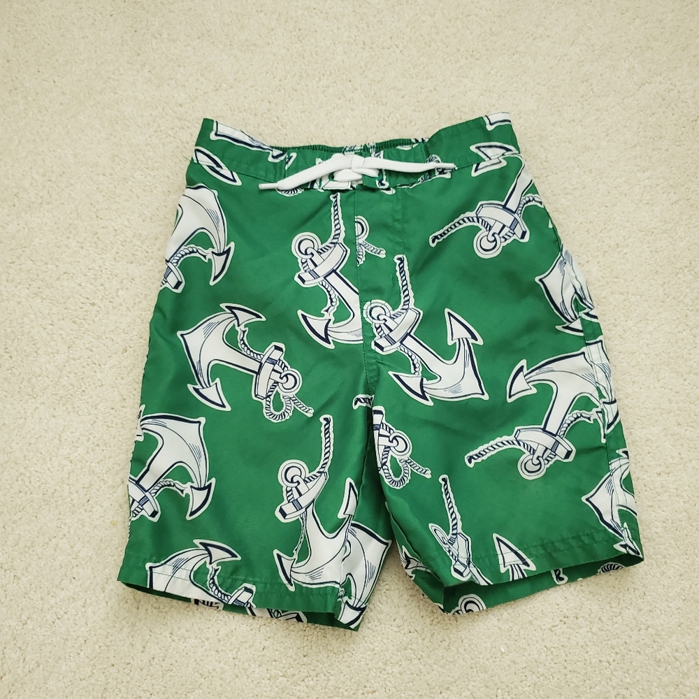 Janie and Jack Boys Swim Trunks Green Anchor Print sz18-24m